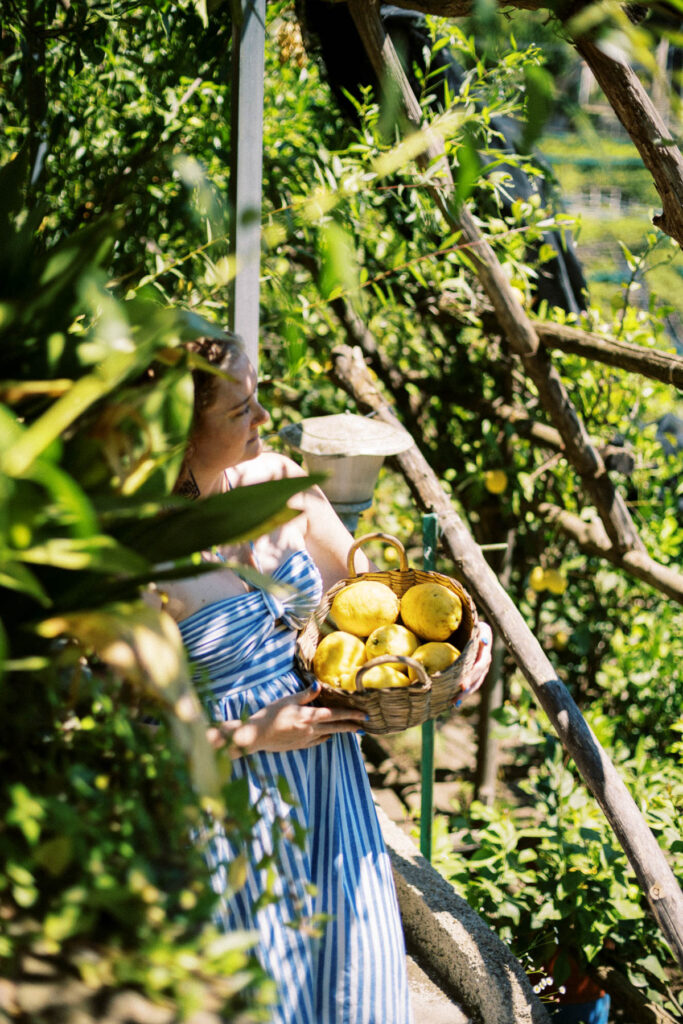woman in Amalfi lemon groves