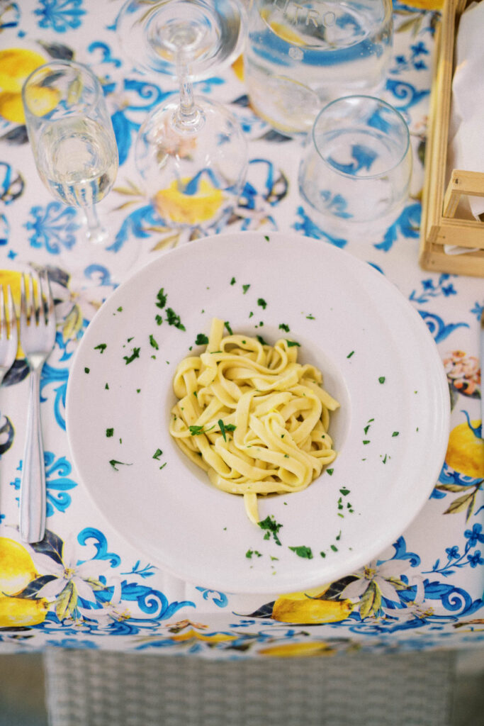 plate of lemon pasta in Amalfi