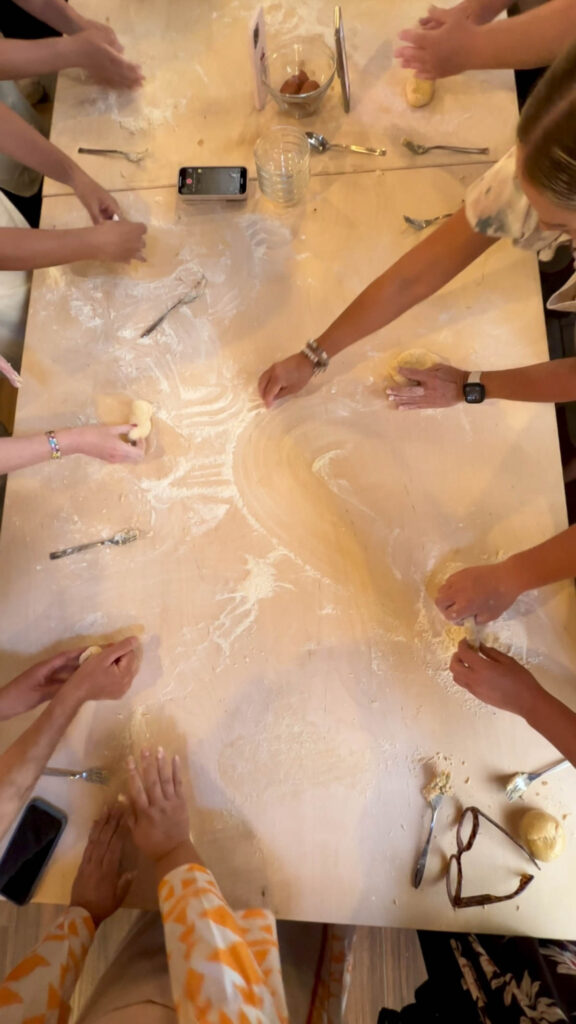 Making pasta at Trattoria Solidale in Milan