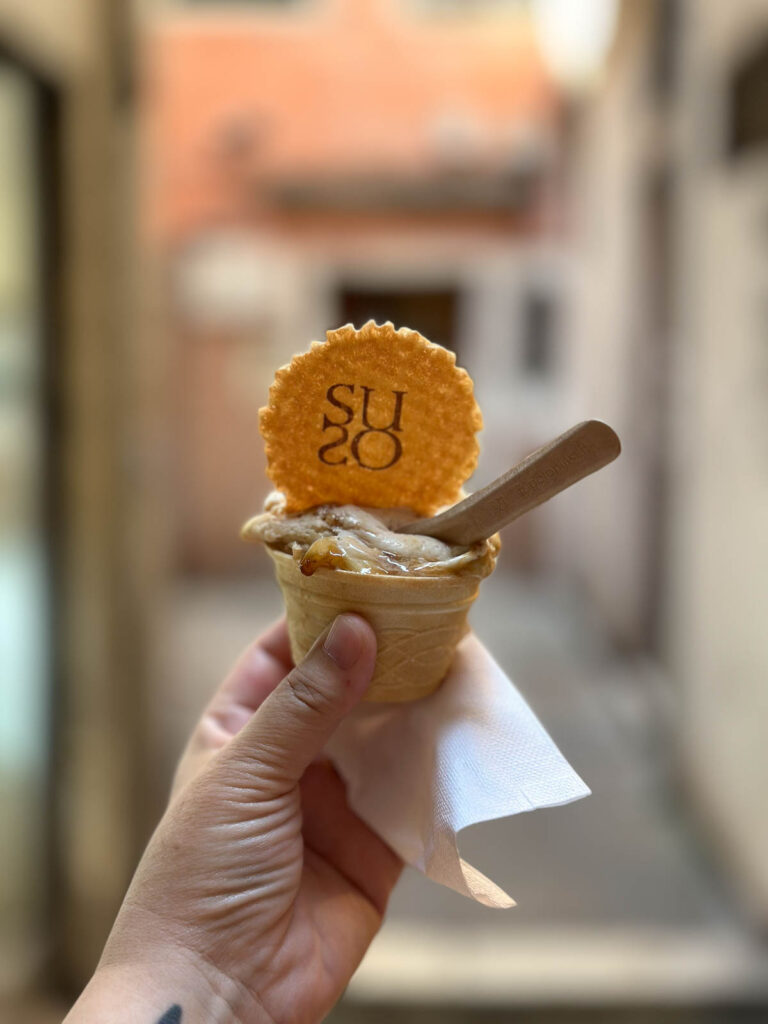 A cup of suso gelato in Venice