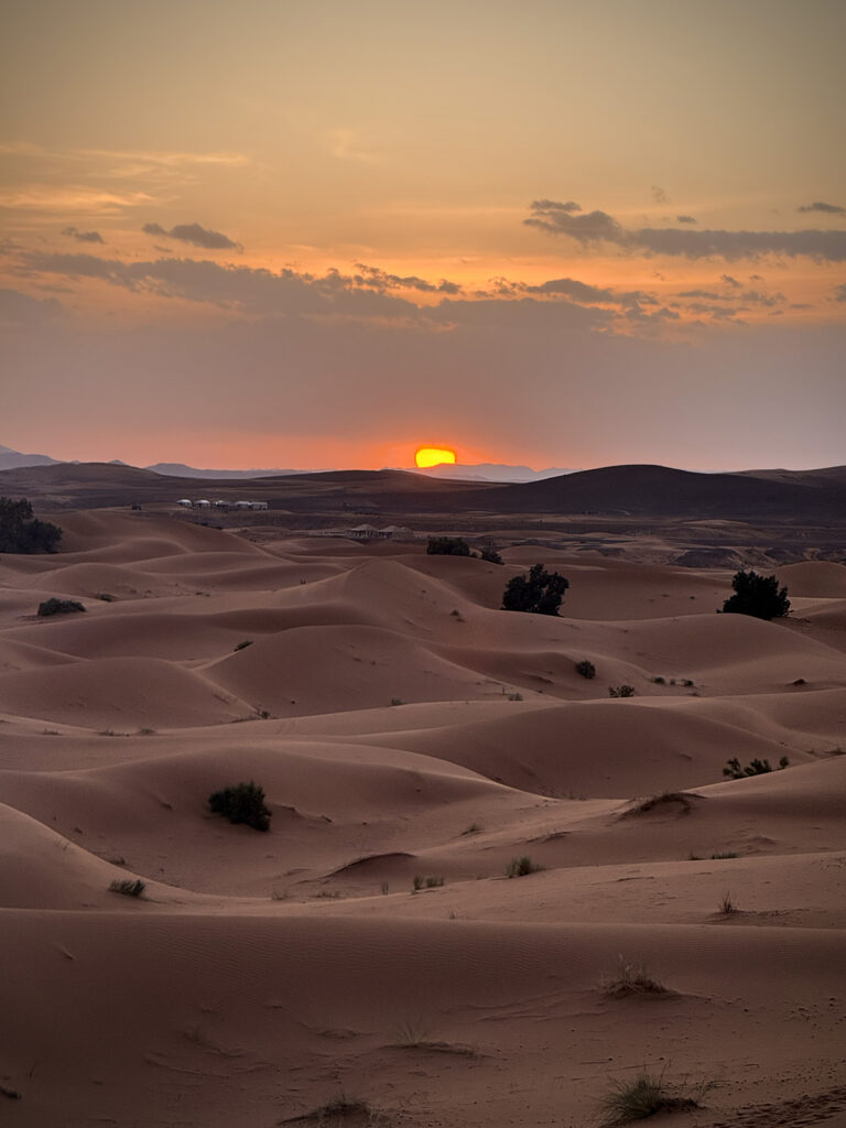 Sahara desert at sunset.