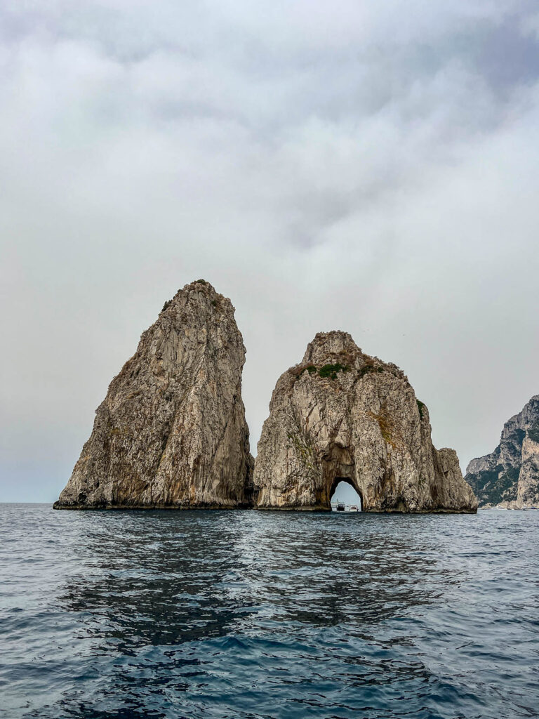 The Faraglioni rock formations off the coast of Capri.