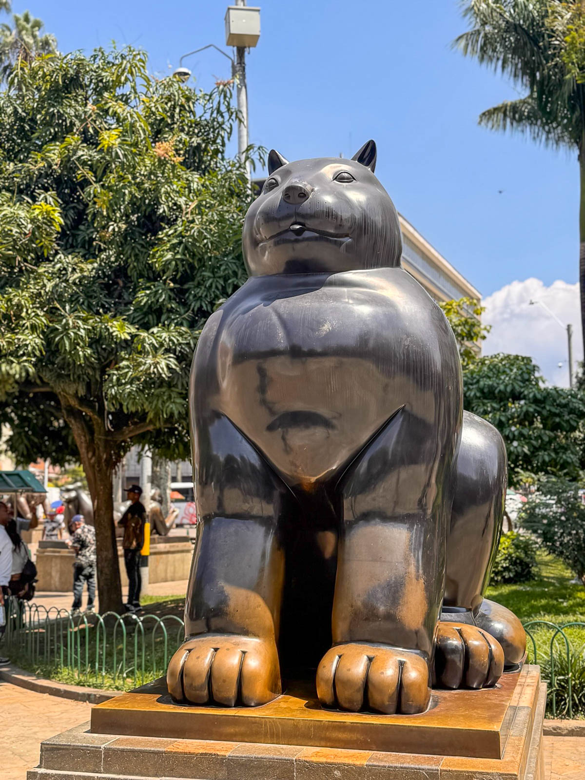Fernando Botero bronze cat sculpture in downtown Medellín