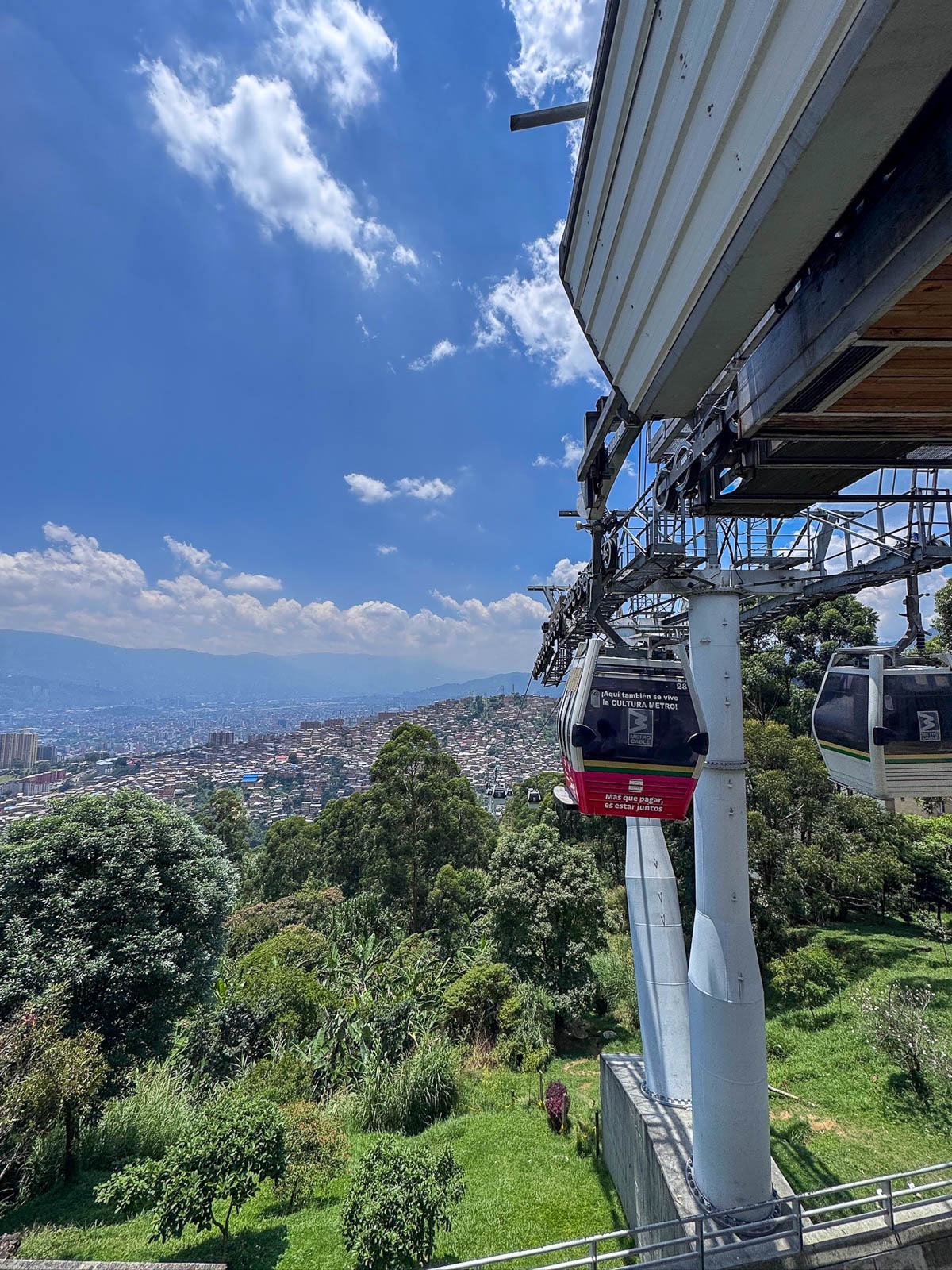 Metrocable cable car station with views over Medellín